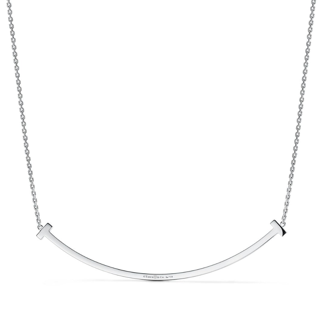 T Extra Large Smile Necklace in White Gold Full Diamonds
