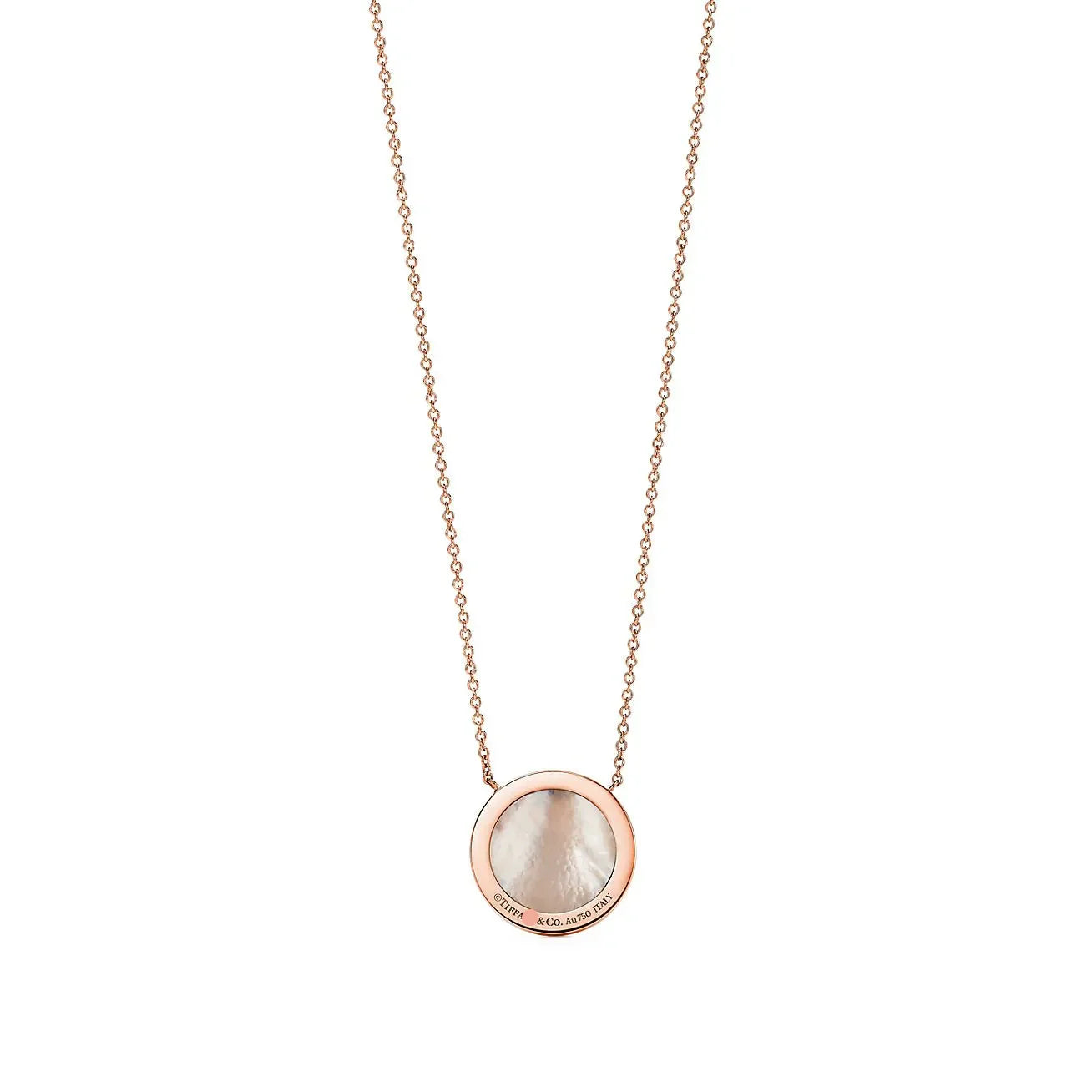 T Diamond and Mother-of-pearl Circle Pendant Necklace