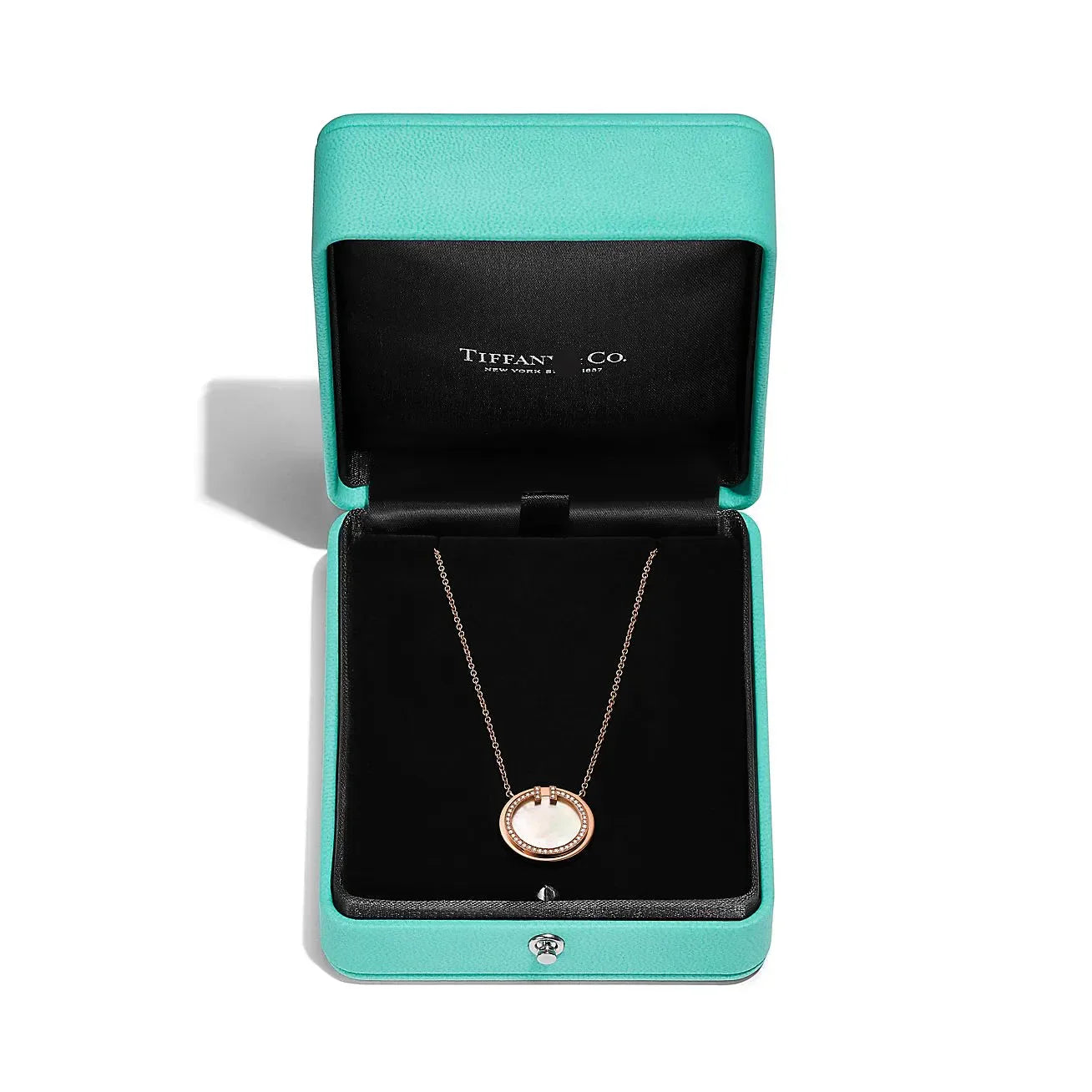 T Diamond and Mother-of-pearl Circle Pendant Necklace