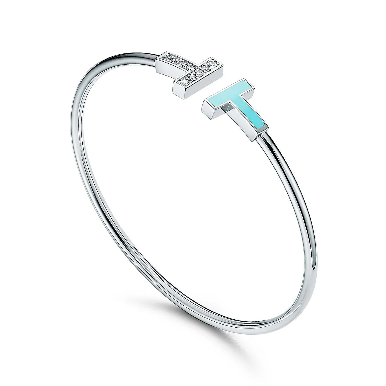 T Diamond and Turquoise Wire Bracelet