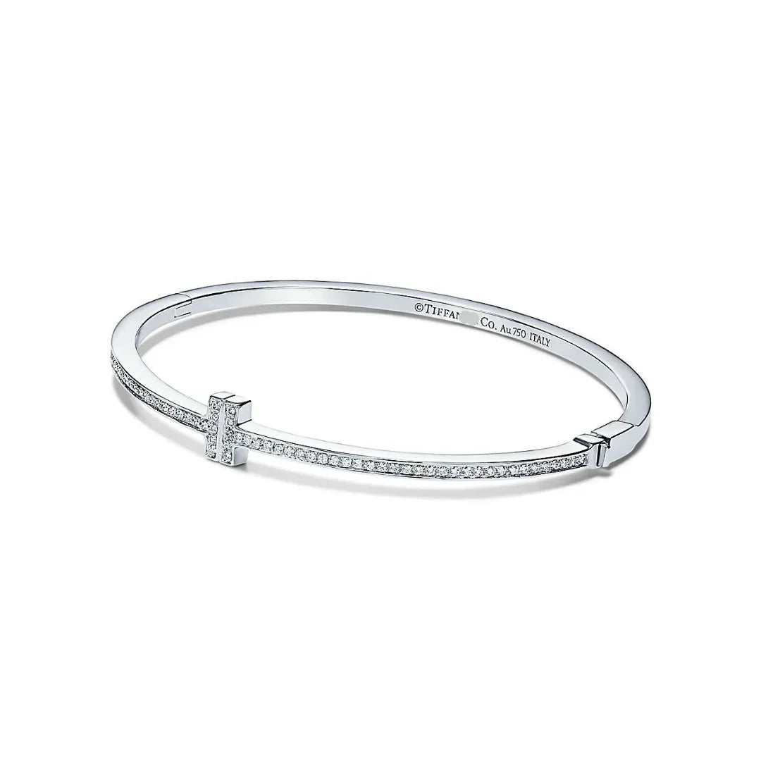 T Diamond Hinged Wire Bangle