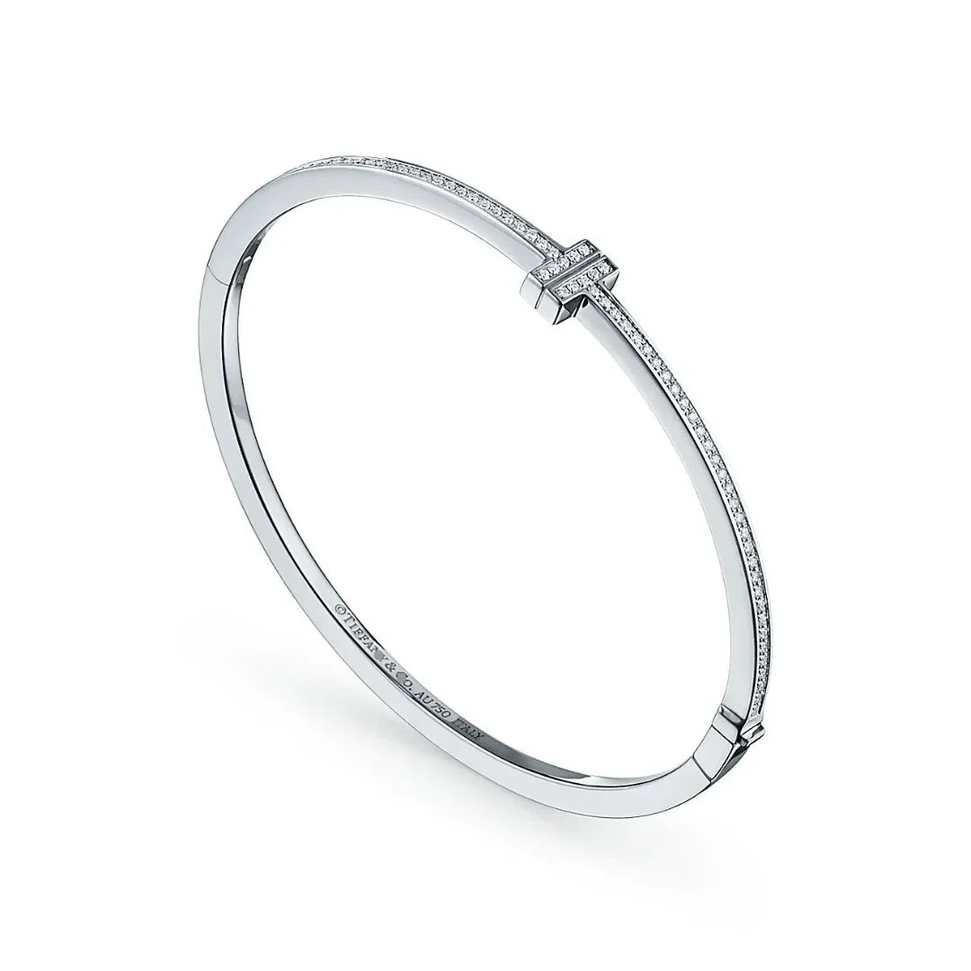 T Diamond Hinged Wire Bangle