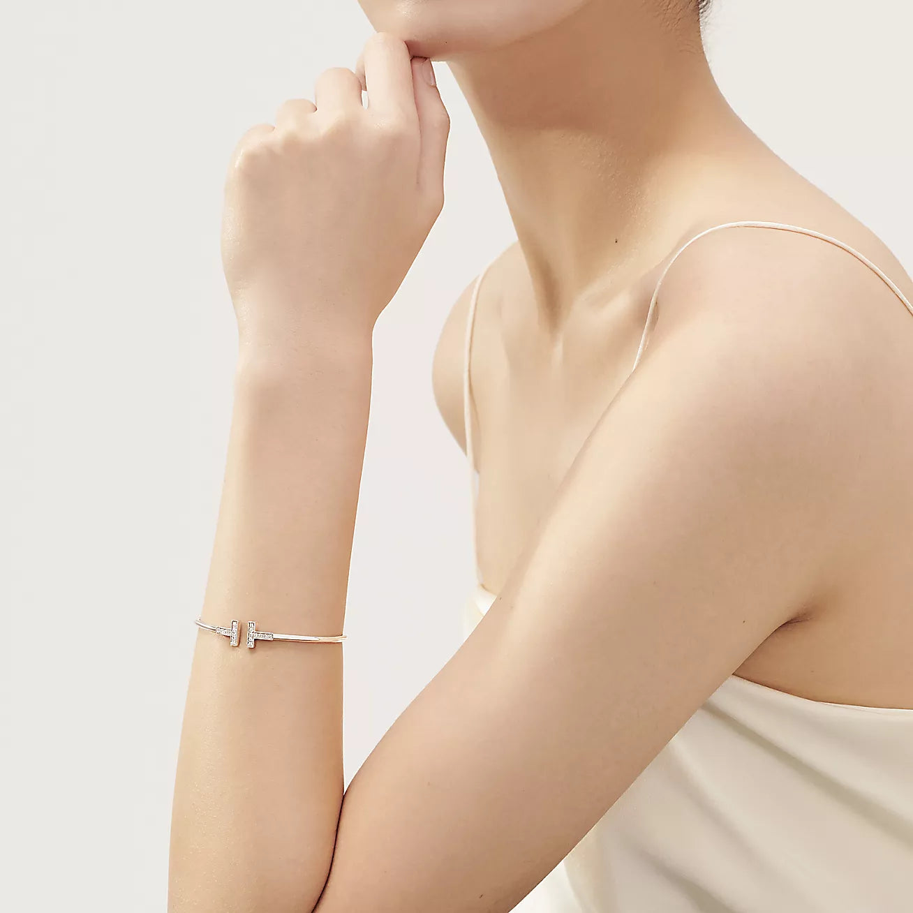 Diamond T Wire Bracelet Sleek Women