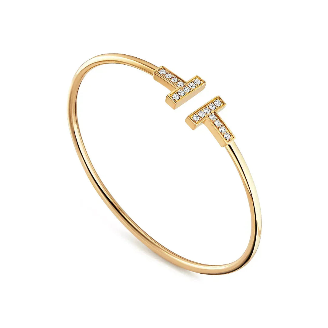 T Diamond Wire Bracelet Yellow Gold