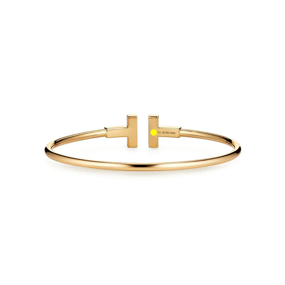 T Diamond Wire Bracelet Yellow Gold