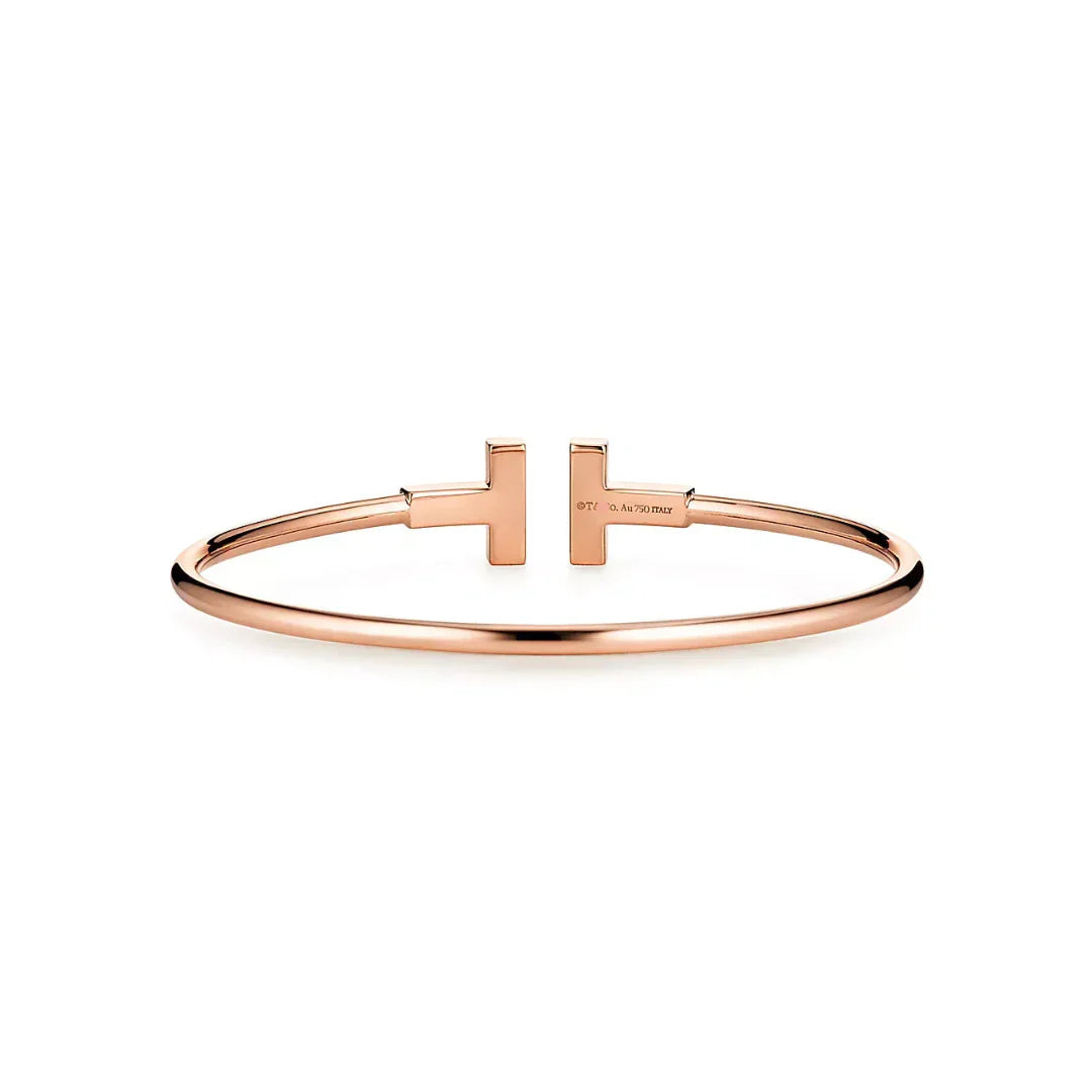 Diamond T Wire Bracelet Rose Gold