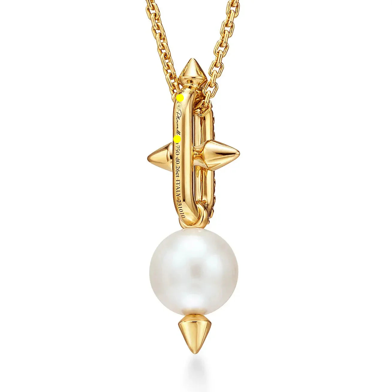 Pearl Pendant Necklace in Yellow Gold with Diamonds