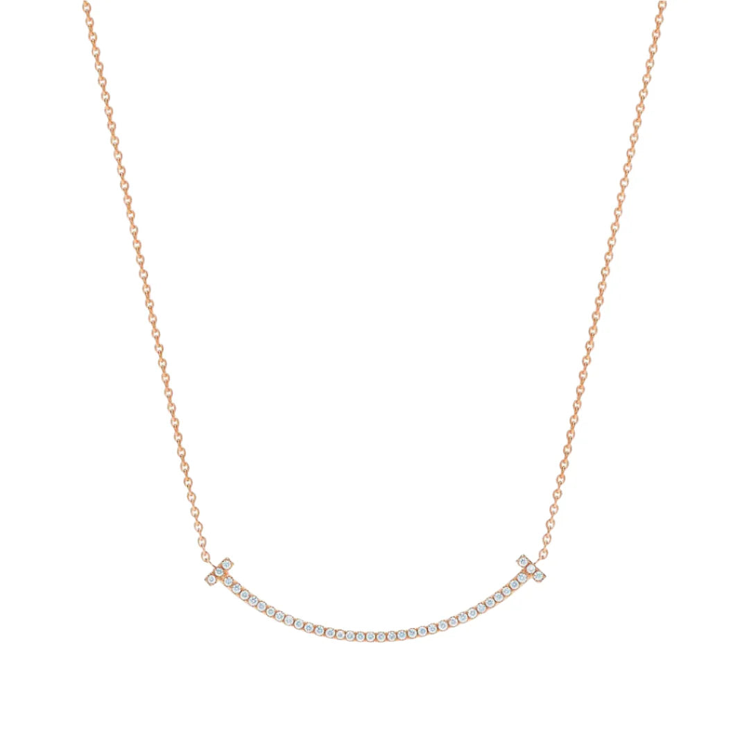 T Smile Pendant Small in Rose Gold Full Diamonds