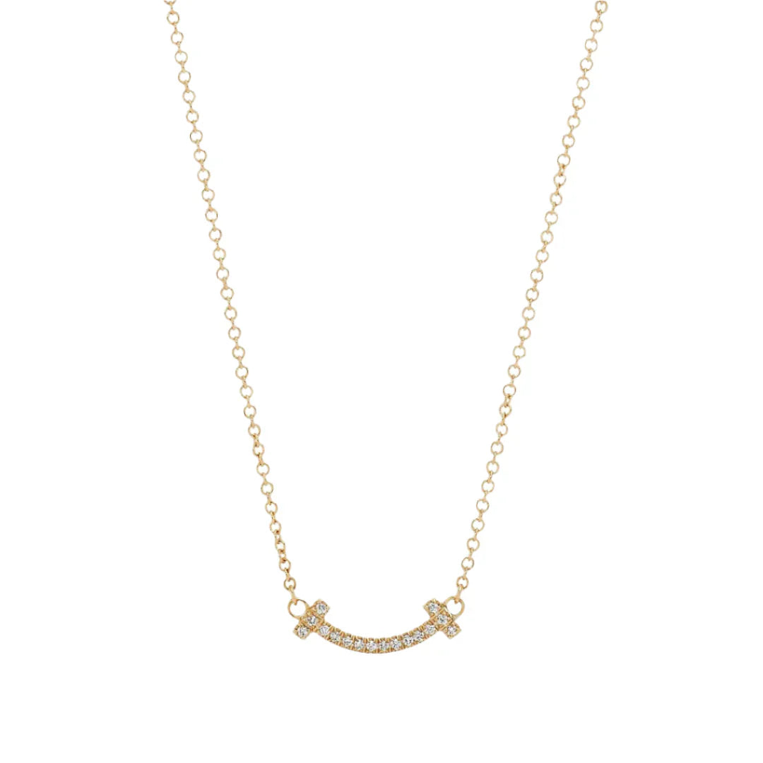 T Smile Pendant in Yellow Gold Full Diamonds