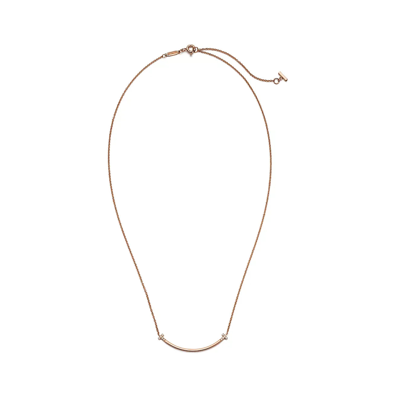 T Smile Pendant in Rose Gold with Diamonds