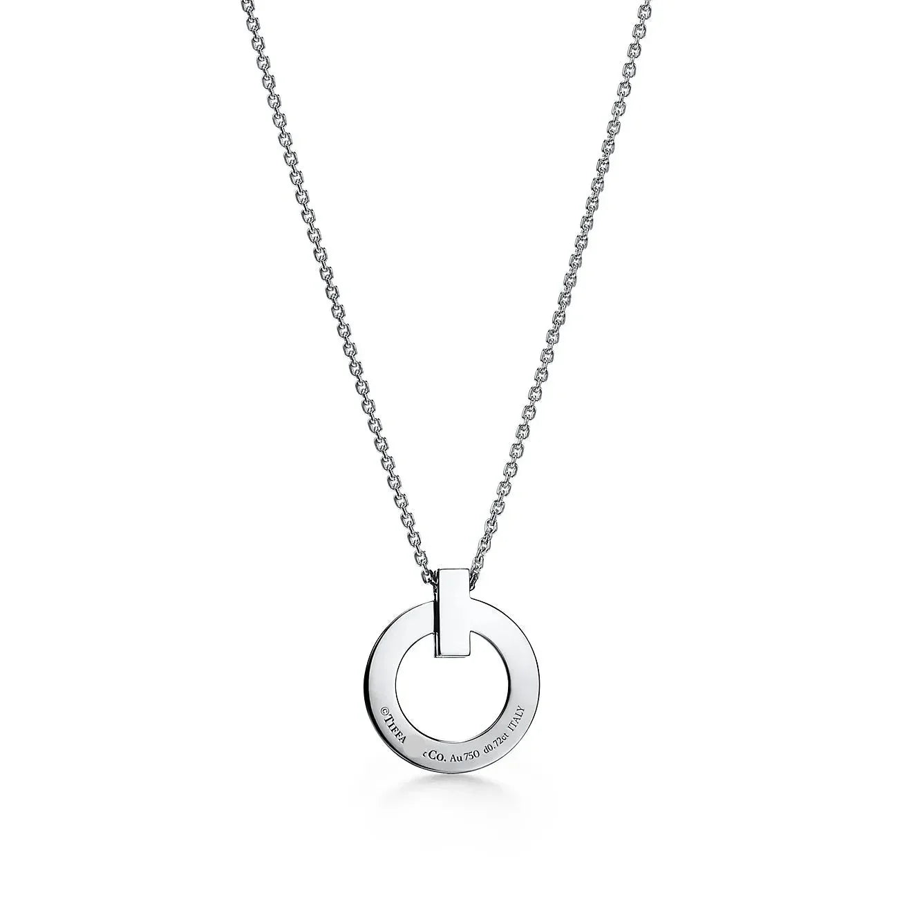 T T1 Circle Pendant Necklace in White Gold
