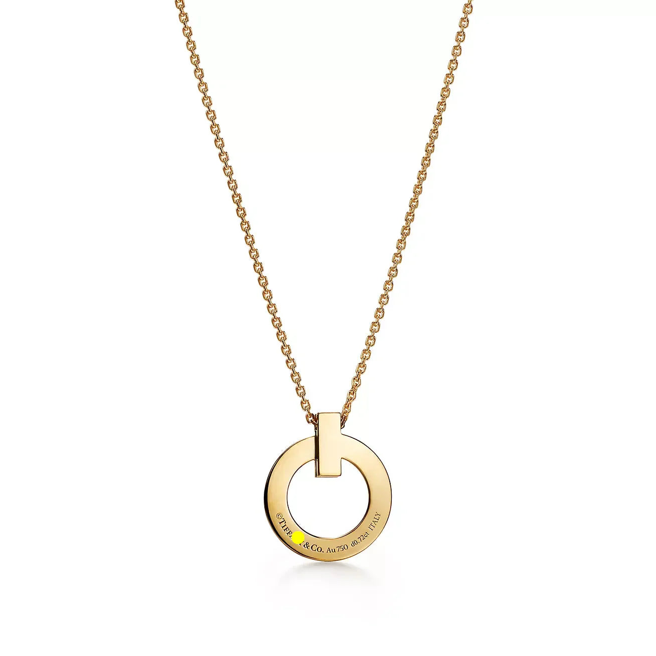 T T1 Circle Pendant Necklace in Yellow Gold