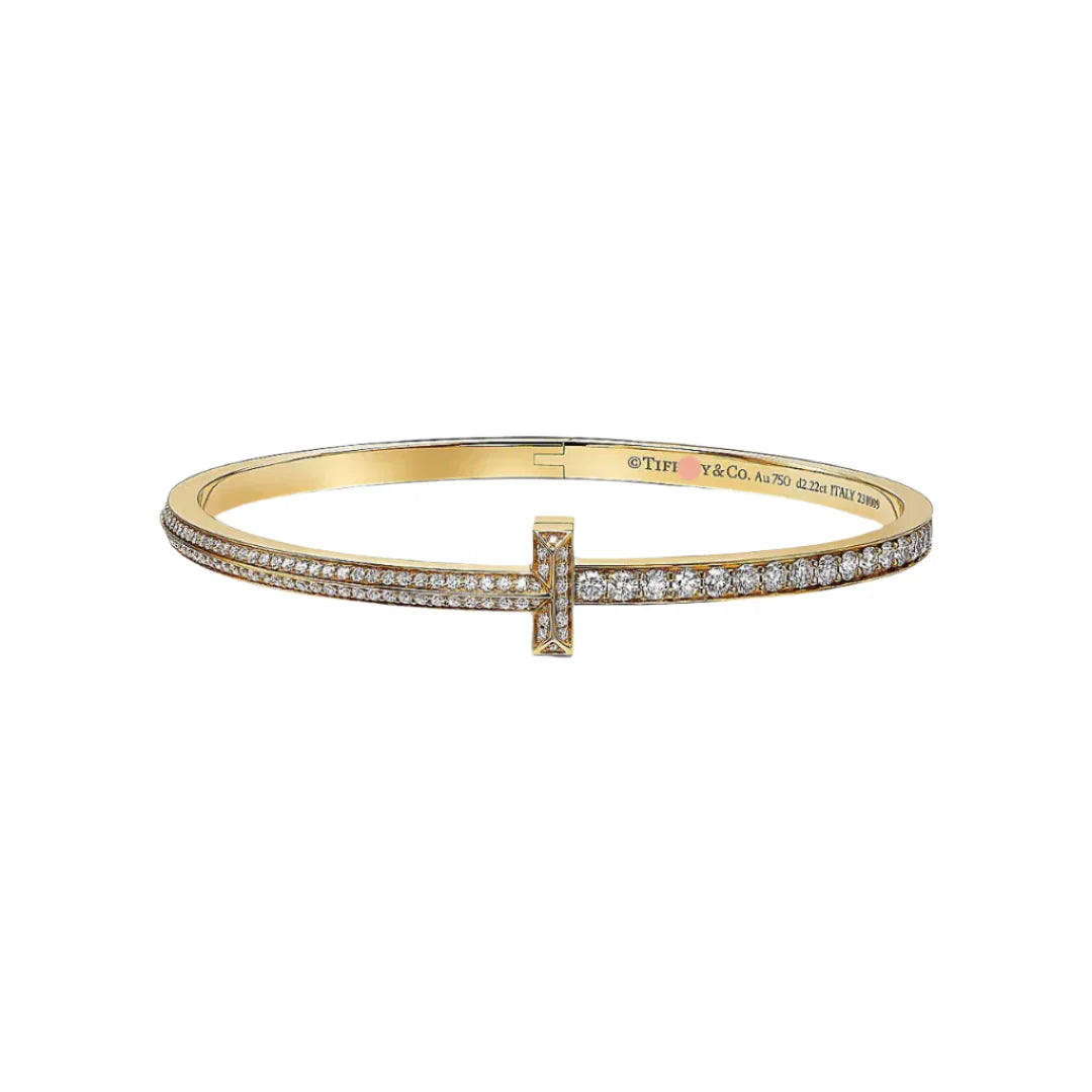 Bracelets T1 Narrow Pavé Yellow Gold Full Diamonds