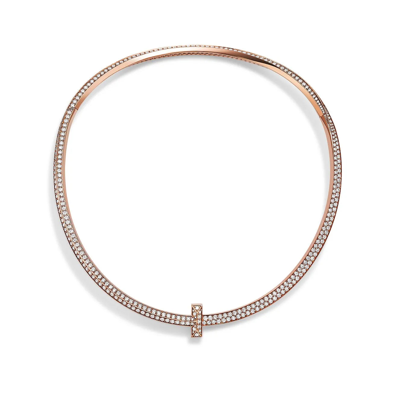 T T1 Pavé Full Diamond Necklace in Rose Gold