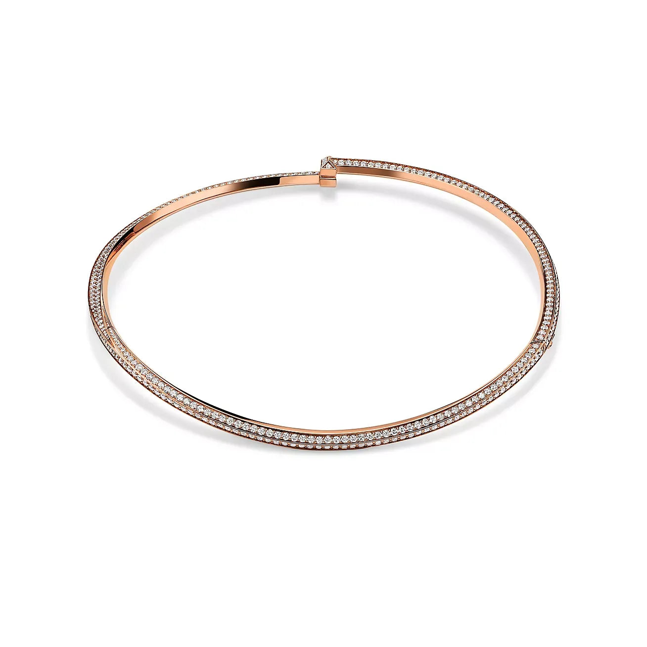 T T1 Pavé Full Diamond Necklace in Rose Gold