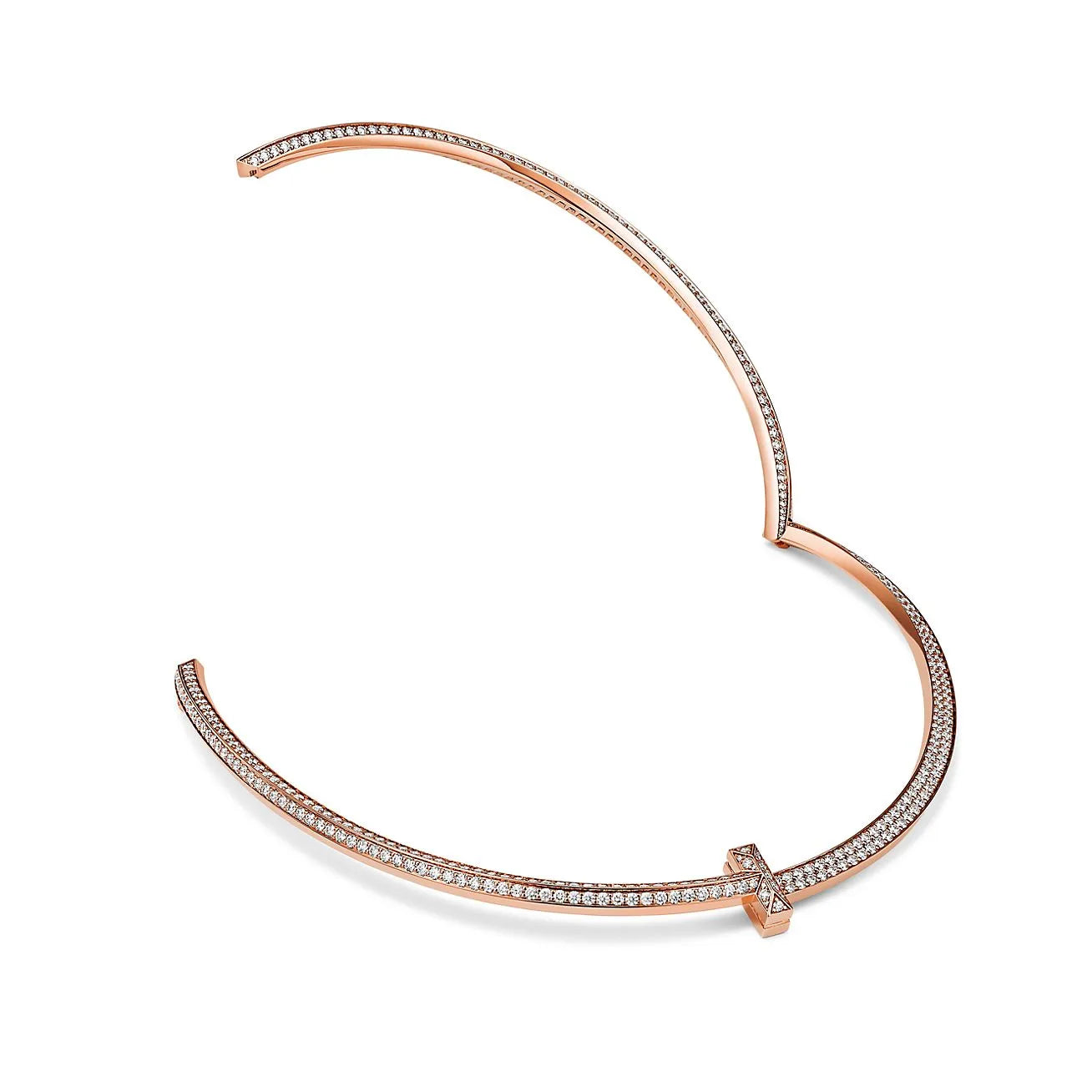 T T1 Pavé Full Diamond Necklace in Rose Gold
