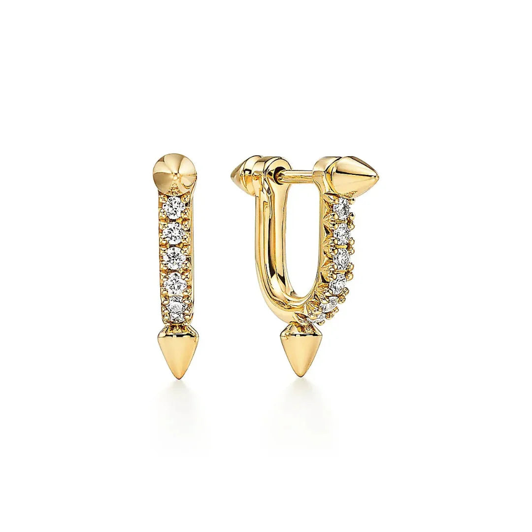 Titan Small Yellow Gold With Diamonds Earrings