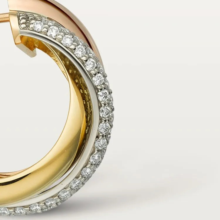 Tri-Color Hoop Earrings in Yellow/Rose /White Gold Vermeil with Diamonds