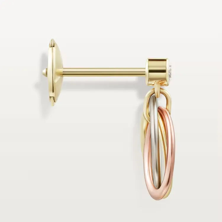 Trinity Circle Drop Earring Yellow/White/Rose Gold Vermeil With Diamond