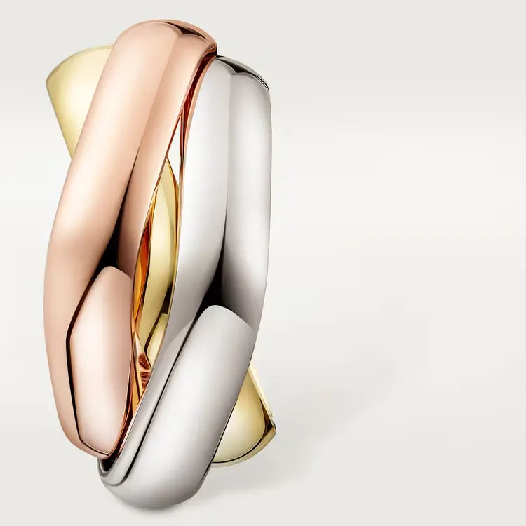 Trinity Hoop Earrings Yellow/White/Rose Gold Vermeil Interlocking Design