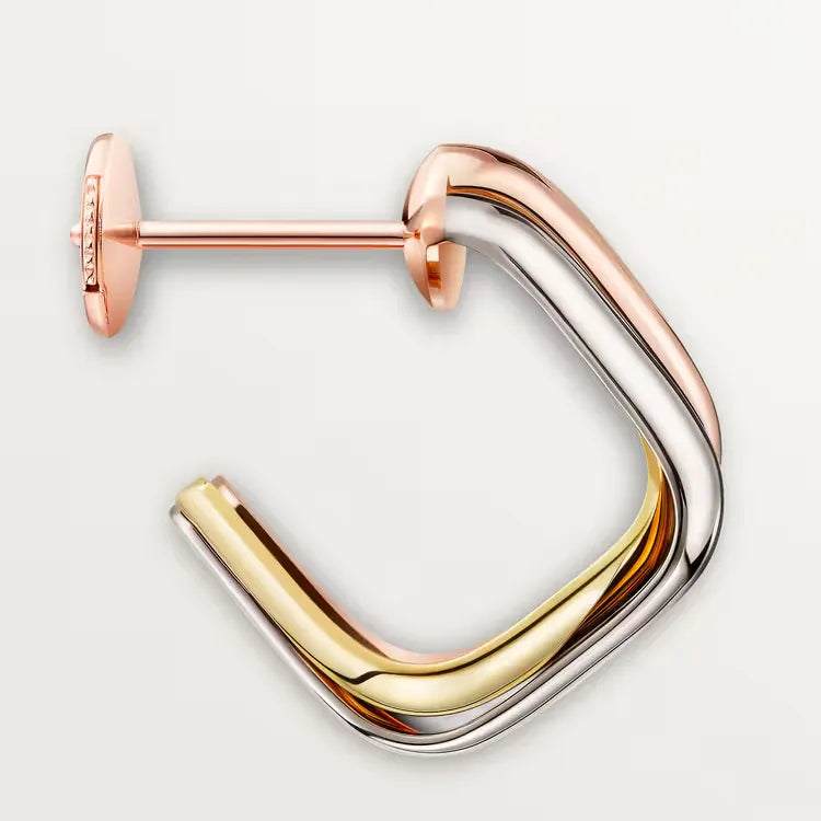 Trinity Hoop Earrings Yellow/White/Rose Gold Vermeil Interlocking Design