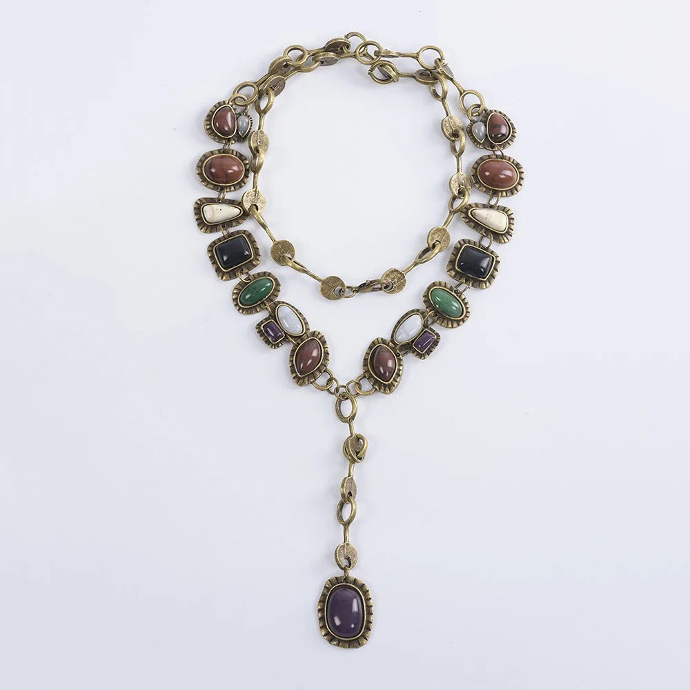 Bohemian Ethnic Statement Charm Retro Resin Stone Bracelet for Women