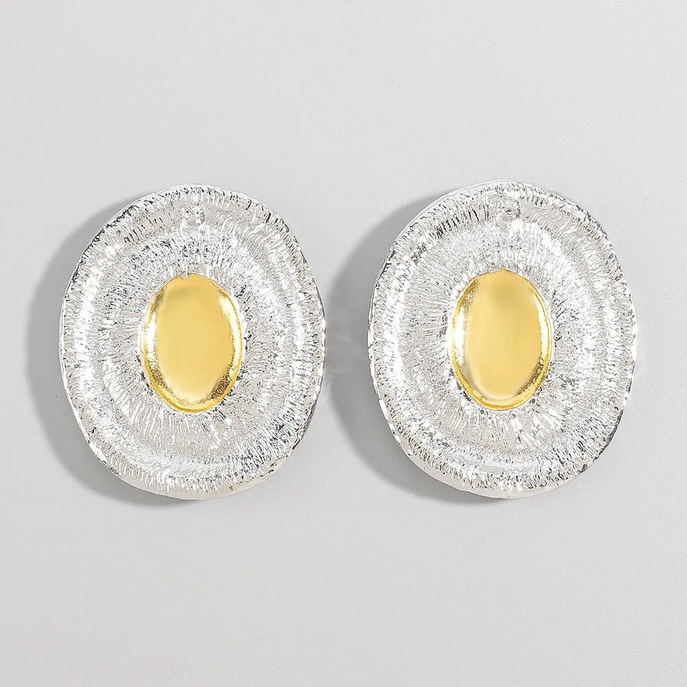 Irregular Round Colorblock Earrings