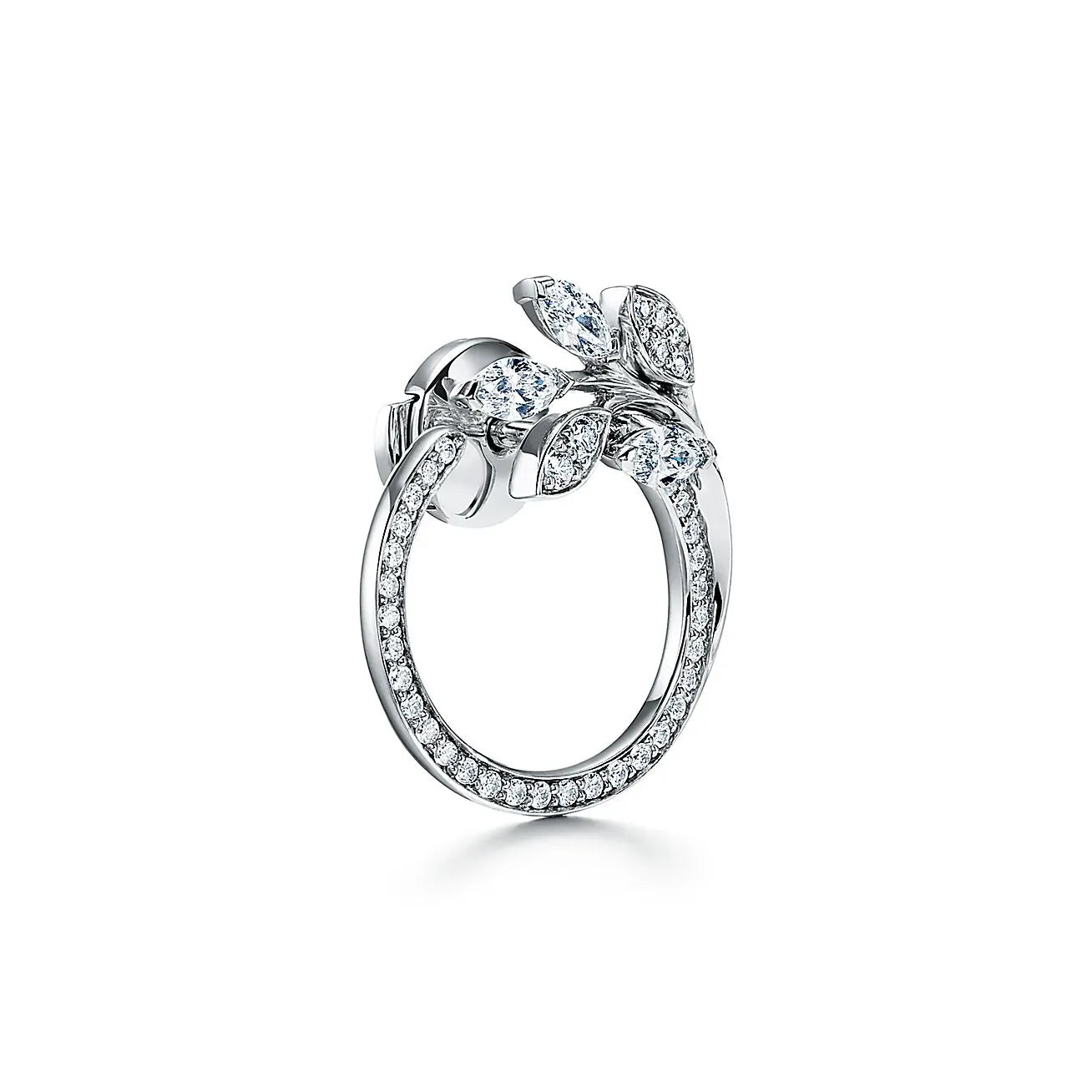 Victoria Vine Circle Platinum With Diamonds Earrings