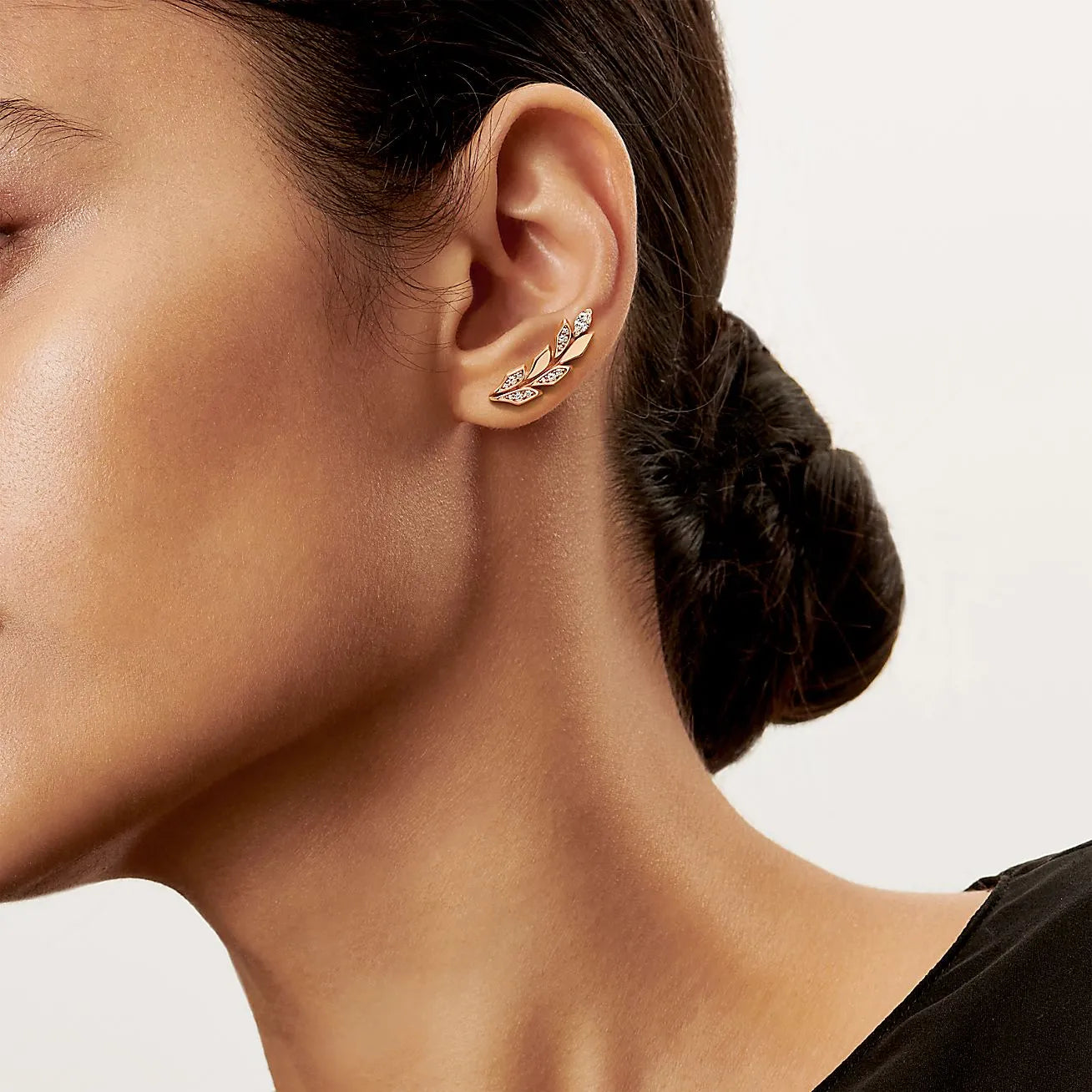 Victoria Vine Climber Rose Gold With Diamonds Earrings