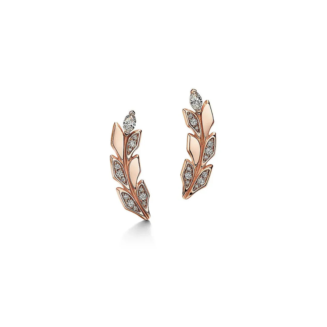 Victoria Vine Climber Rose Gold With Diamonds Earrings