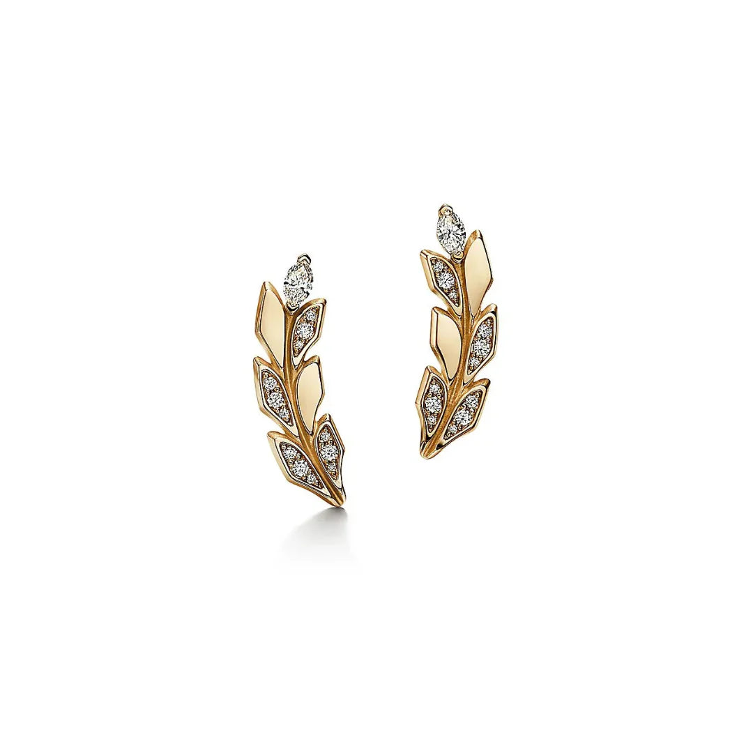 Victoria Vine Climber Yellow Gold With Diamonds Earrings