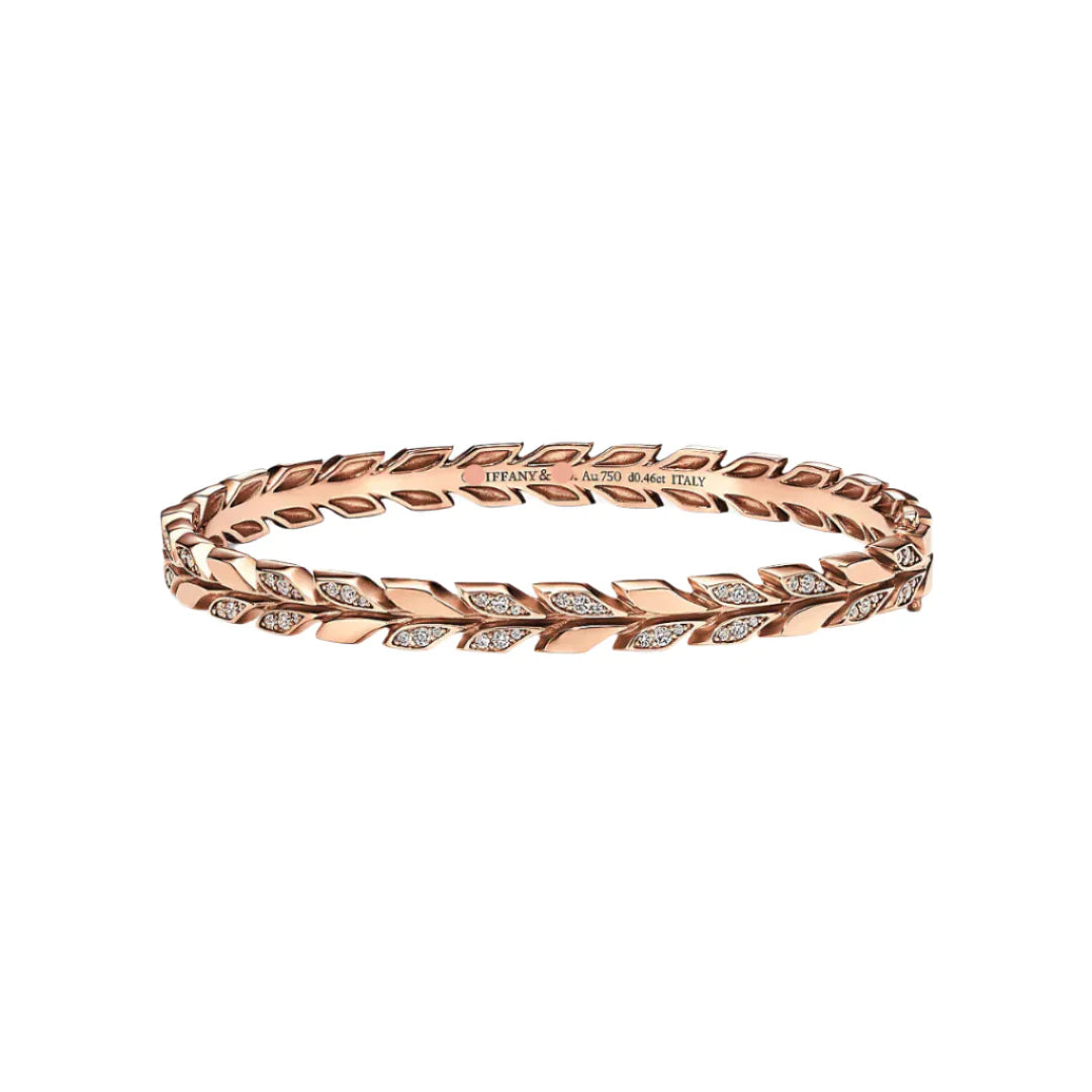 Victoria Vine Hinged Bangle Rose with Diamonds